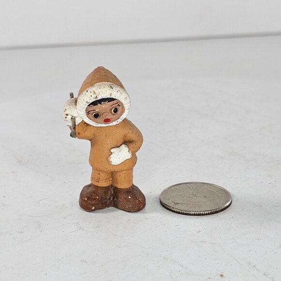 Vintage Spanish Mud People Eskimo Figurine Terracotta - Picture 2 of 6